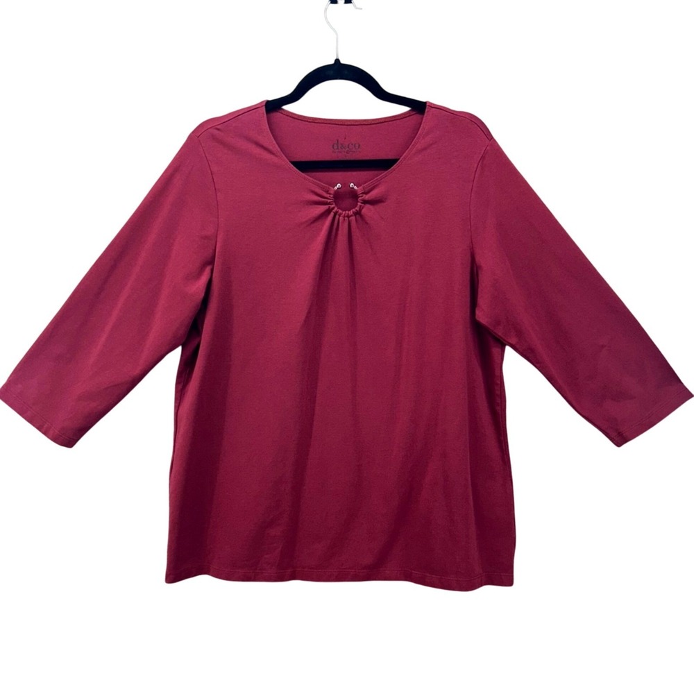Denim & Co Top Maroon Large